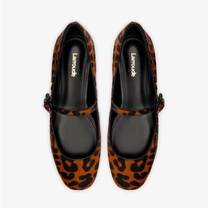 Larroude Leopard Print Mary Jane Flats